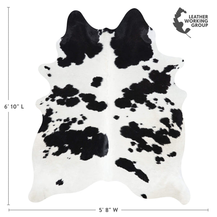 Brazilian Black and White Cowhide Rug Size 6'10" L x 5'8" W 2634