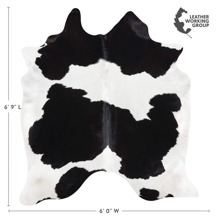 Brazilian Black and White Cowhide Rug Size 6'9" L x 6'0" W 2635
