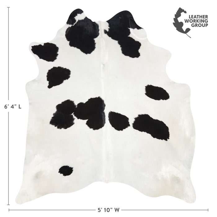 Brazilian Black and White Cowhide Rug Size 6'4" L x 5'10" W 2637