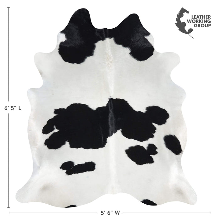 Brazilian Black and White Cowhide Rug Size 6'5" L x 5'6" W 2638