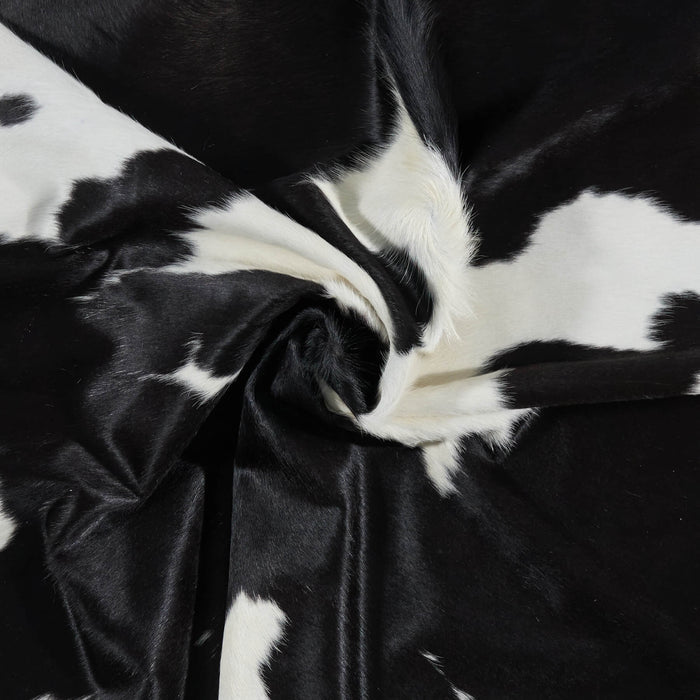 Brazilian Black and White Cowhide Rug Size 6'9" L x 5'10" W 2639