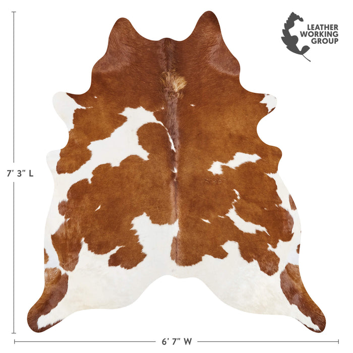 Brazilian Brown and White Cowhide Rug Size 7'3" L x 6'7" W 2641