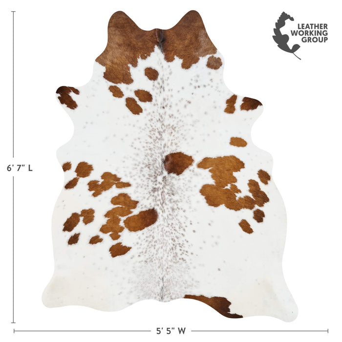 Brazilian Brown and White Cowhide Rug Size 6'7" L x 5'5" W 2644