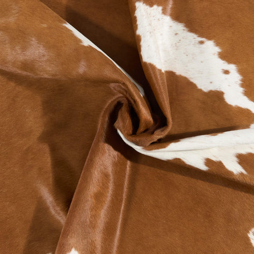 Brazilian Brown and White Cowhide Rug Size 6'6" L x 5'8" W 2645