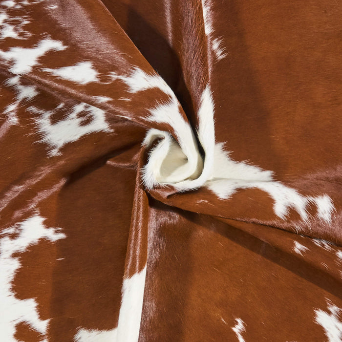 Brazilian Brown and White Cowhide Rug Size 6'4" L x 5'11" W 2647