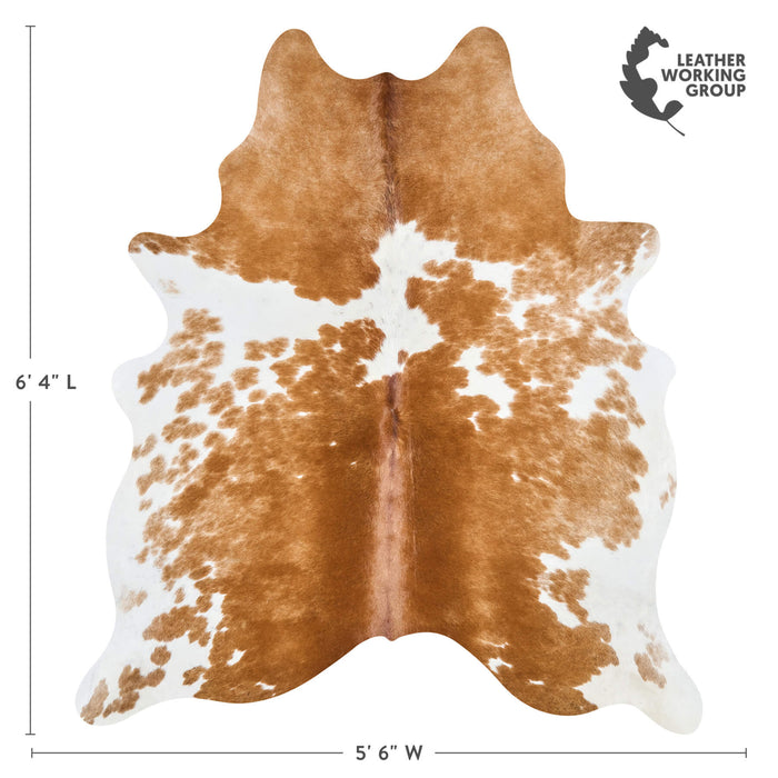 Brazilian Brown and White Cowhide Rug Size 6'4" L x 5'6" W 2648