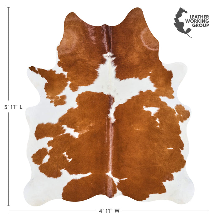 Brazilian Brown and White Cowhide Rug Size 5'11" L x 4'11" W 2650