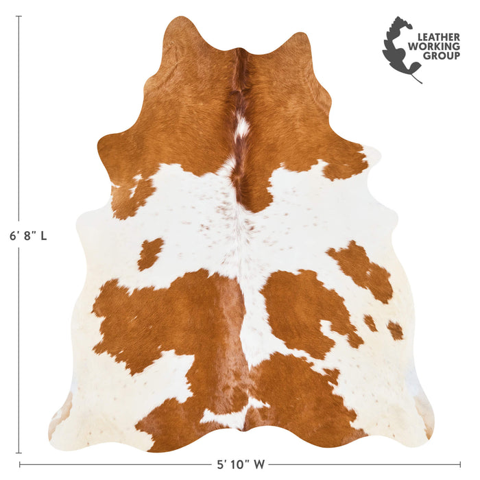 Brazilian Brown and White Cowhide Rug Size 6'8" L x 5'10" W 2651