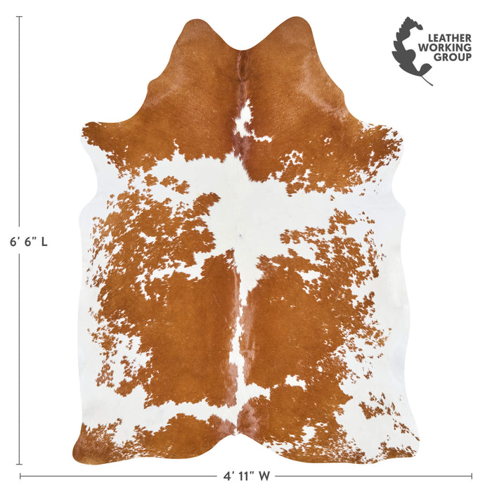 Brazilian Brown and White Cowhide Rug Size 6'6" L x 4'11" W 2654