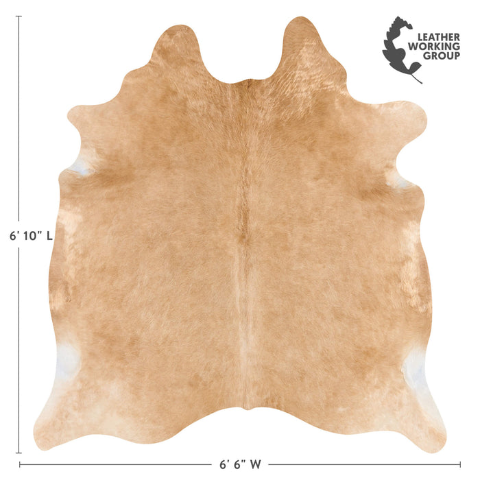Brazilian Beige Cowhide Rug Size 6'10" L x 6'6" W 2689