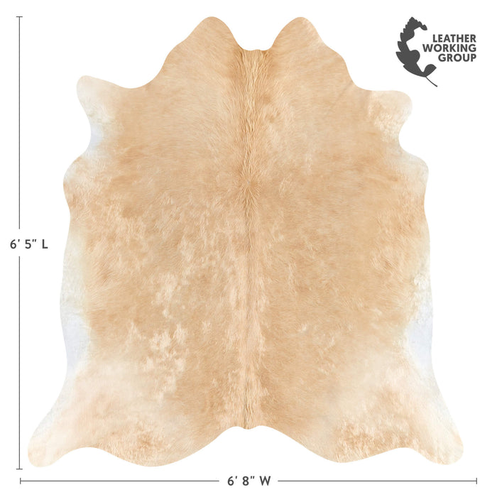 Brazilian Beige Cowhide Rug Size 6'5" L x 6'8" W 2697