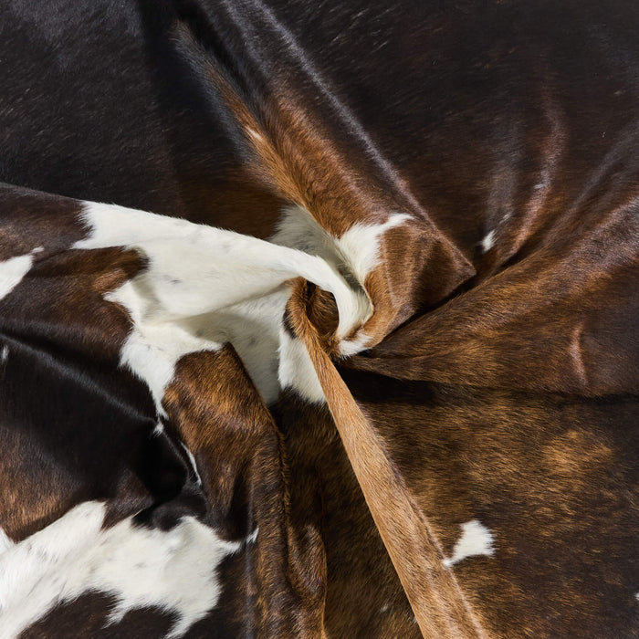 Brazilian Chocolate and White Cowhide Rug Size 6'10" L x 6'4" W 2699