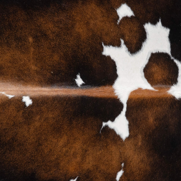 Brazilian Chocolate and White Cowhide Rug Size 7'3" L x 5'10" W 2703