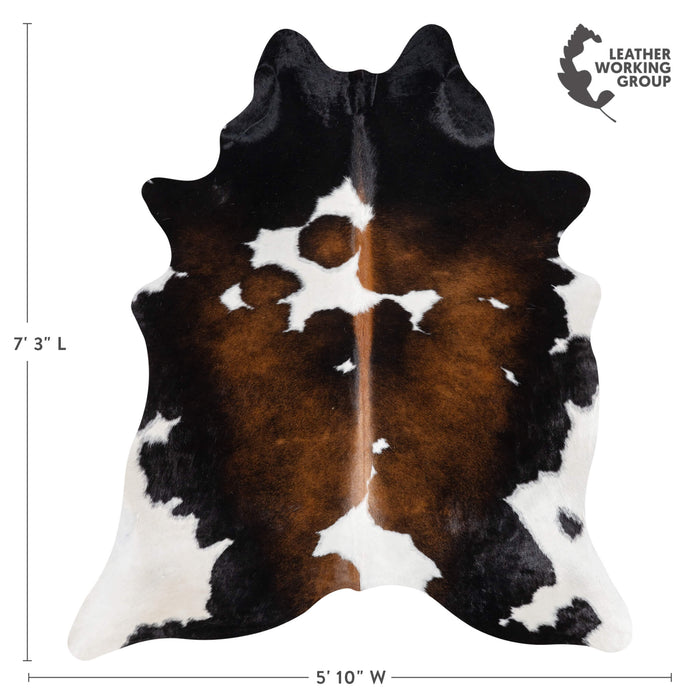 Brazilian Chocolate and White Cowhide Rug Size 7'3" L x 5'10" W 2703