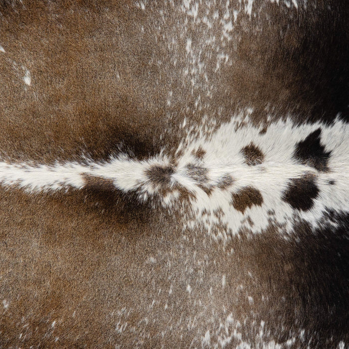 Brazilian Chocolate and White Cowhide Rug Size 6'11" L x 6'2" W 2704