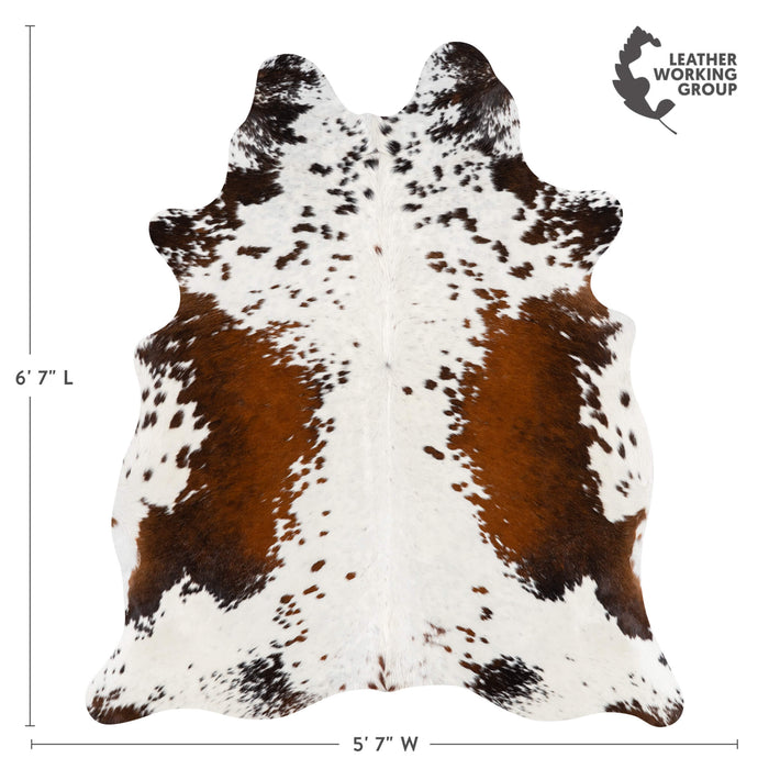 Brazilian Chocolate and White Cowhide Rug Size 6'7" L x 5'7" W 2705