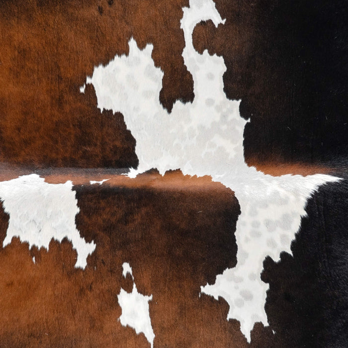 Brazilian Chocolate and White Cowhide Rug Size 7'5" L x 6'7" W 2713