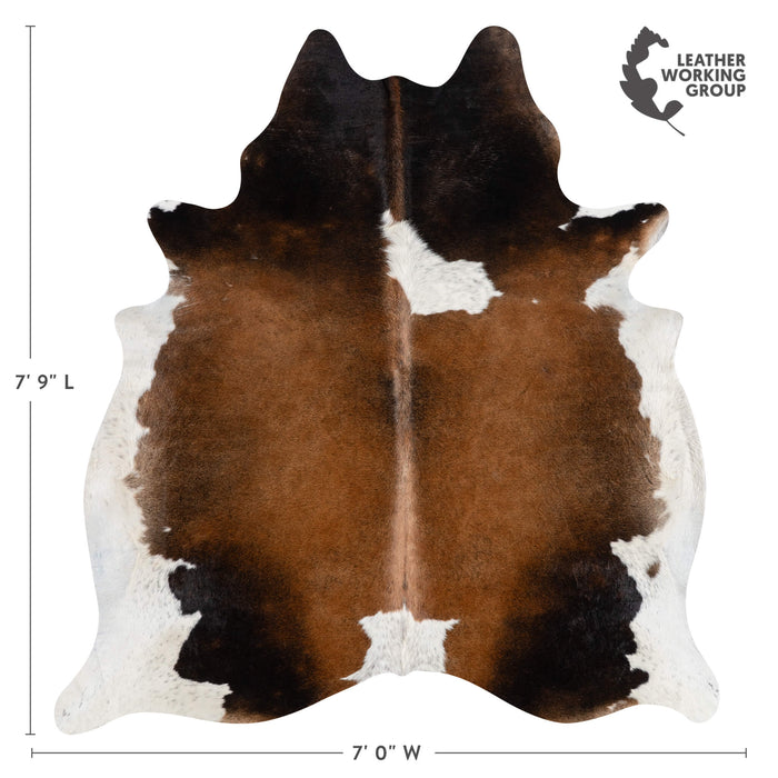 Brazilian Chocolate and White Cowhide Rug Size 7'9" L x 7'0" W 2714