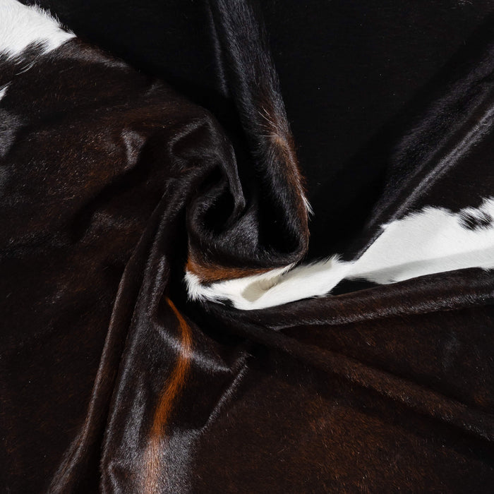 Brazilian Chocolate and White Cowhide Rug Size 7'8" L x 7'0" W 2715