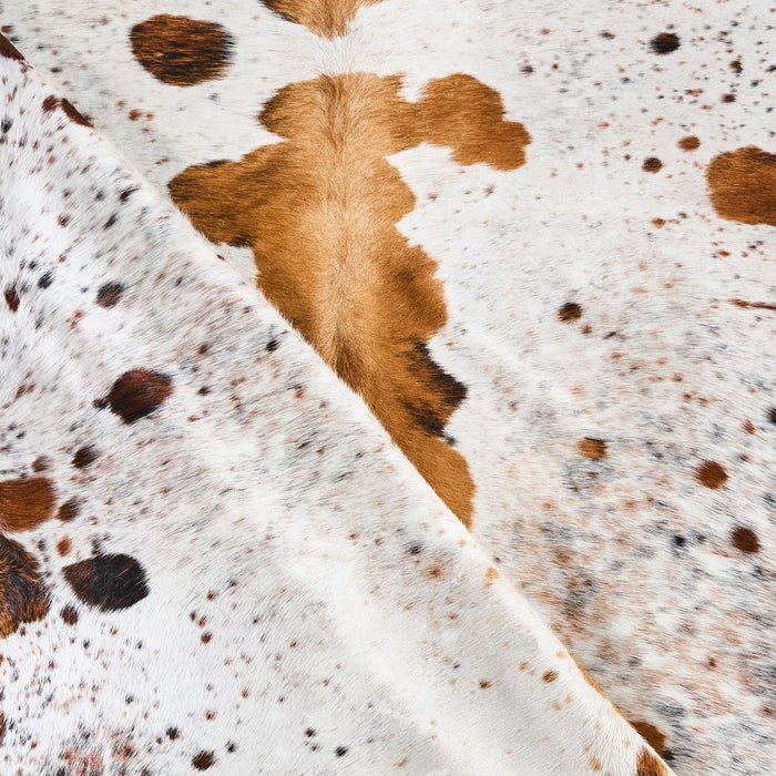 White Tricolor Cowhide Rug Size 7'5" L x 6'8" W 2805