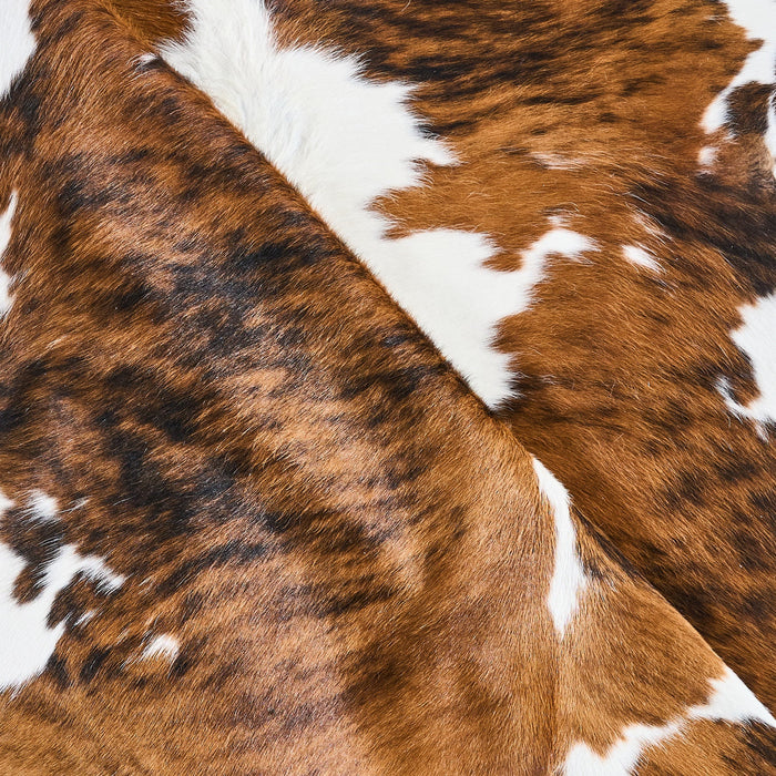 Tricolor Brindle Mix Cowhide Rug Size 6'8" L x 6'1" W 2806