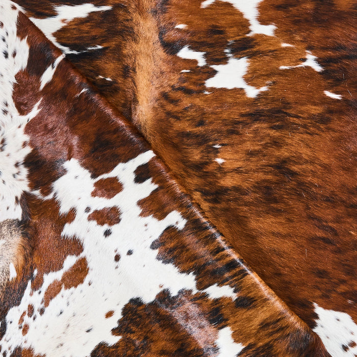 Tricolor Brindle Mix Cowhide Rug Size 7'8" L x 6'10" W 2807