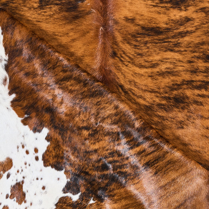 Tricolor Brindle Mix Cowhide Rug Size 8'2" L x 6'10" W 2808