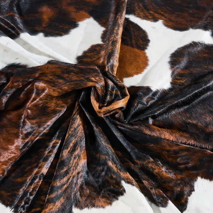 Dark Tricolor Cowhide Rug Size 8'9" L x 7'6" W 2809