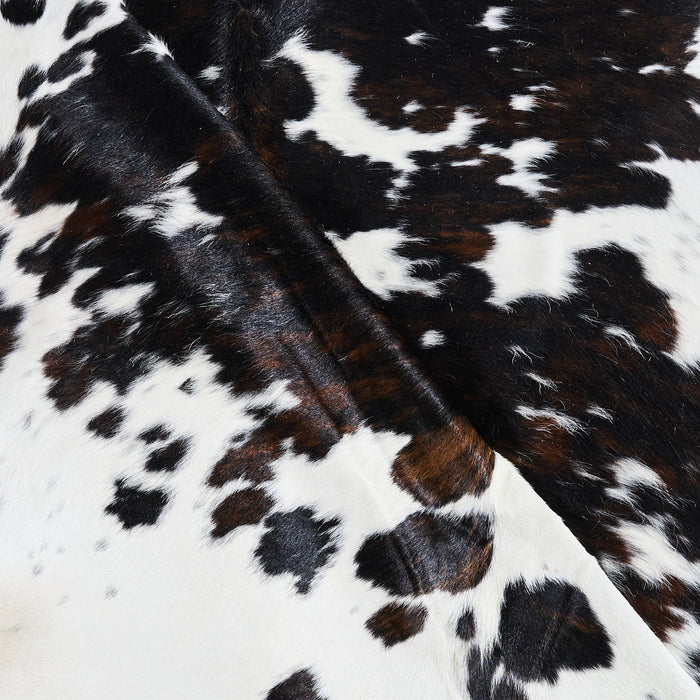 Dark Tricolor Cowhide Rug Size 7'7" L x 6'7" W 2811