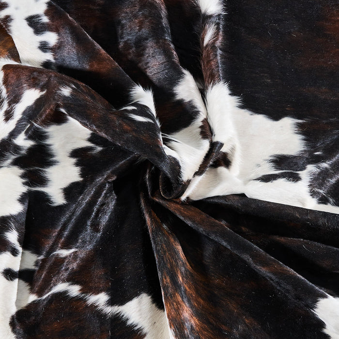 Dark Tricolor Cowhide Rug Size 7'5" L x 6'6" W 2813