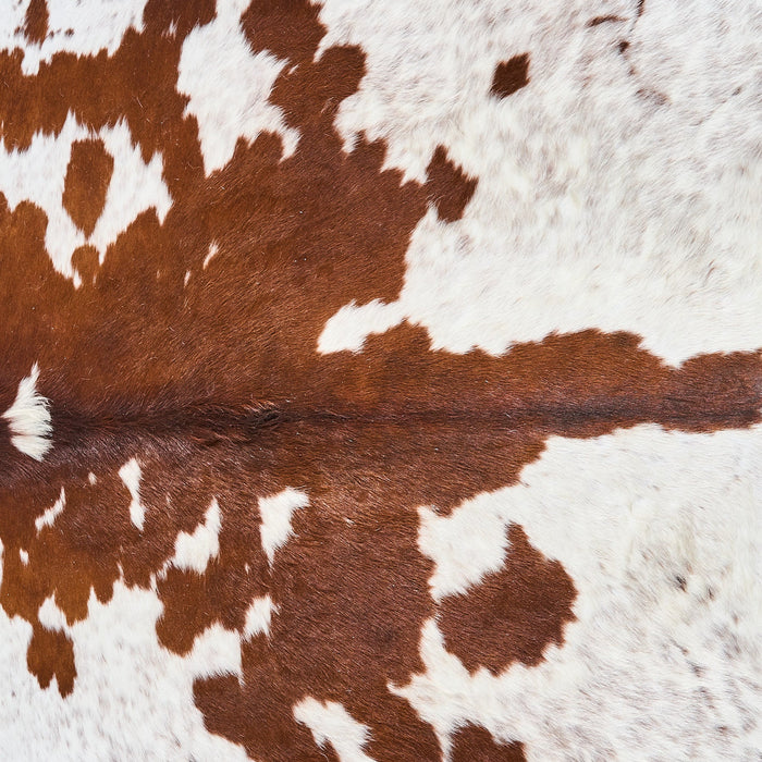 Brown and White Cowhide Rug Size 7'5" L x 6'7" W 2824