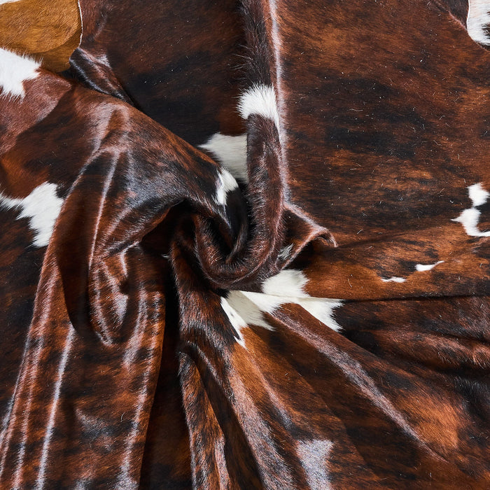 Tricolor Brindle Mix Cowhide Rug Size 6'11" L x 6'8" W 2827