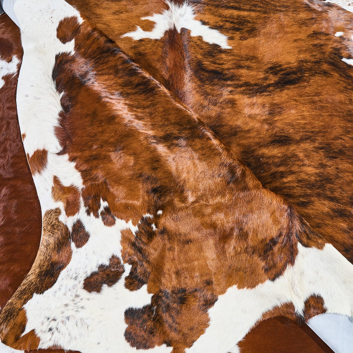 Tricolor Brindle Mix Cowhide Rug Size 8'2" L x 6'11" W 2830