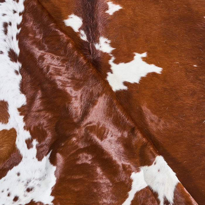 Brown and White Cowhide Rug Size 7'10" L x 6'10" W 2831