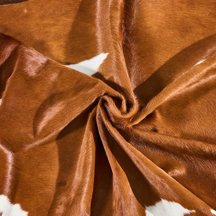 Brown and White Cowhide Rug Size 6'10" L x 6'2" W 2835