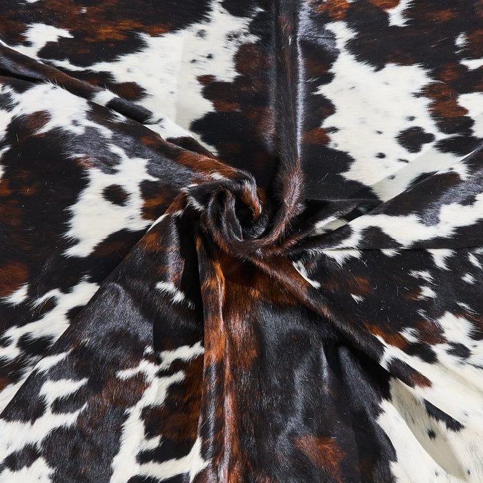 Dark Tricolor Cowhide Rug Size 7'7" L x 7'3" W 2839