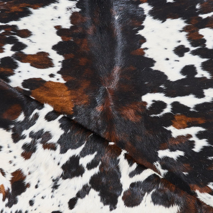 Dark Tricolor Cowhide Rug Size 7'7" L x 7'3" W 2839