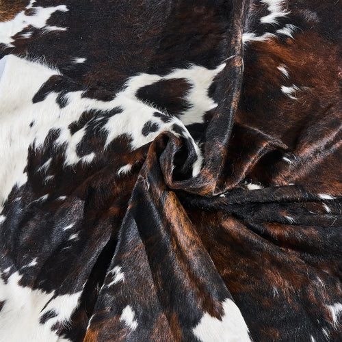 Dark Tricolor Cowhide Rug Size 7'9" L x 6'6" W 2841