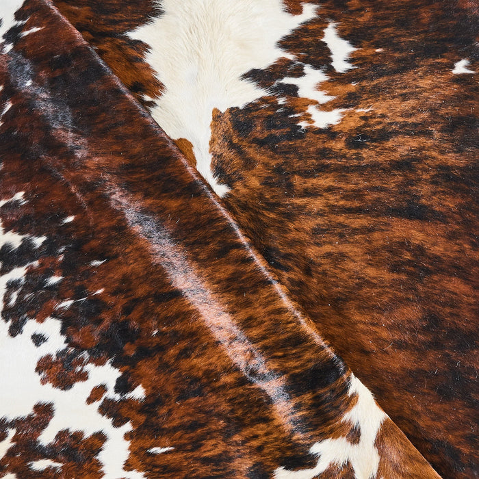 Tricolor Brindle Mix Cowhide Rug Size 7'3" L x 6'7" W 2844