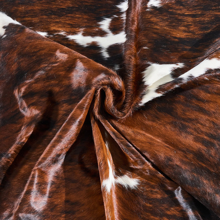 Tricolor Brindle Mix Cowhide Rug Size 7'9" L x 5'11" W 2848