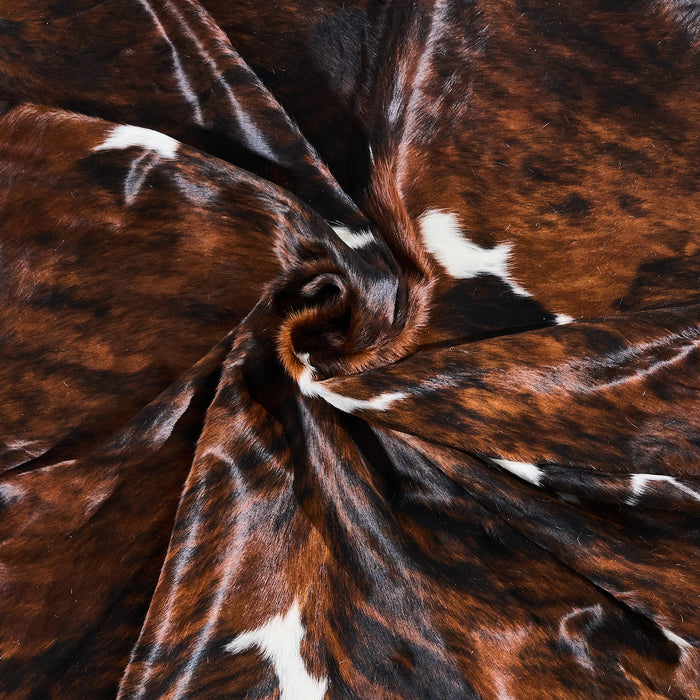 Tricolor Brindle Mix Cowhide Rug Size 7'5" L x 6'5" W 2851