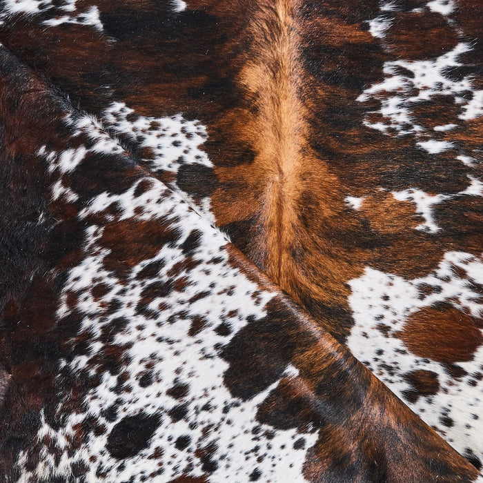 Dark Tricolor Cowhide Rug Size 7'10" L x 6'10" W 2863