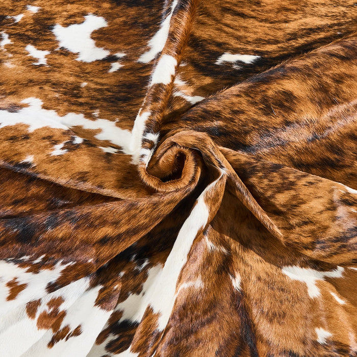 Tricolor Brindle Mix Cowhide Rug Size 7'7" L x 6'6" W 2870