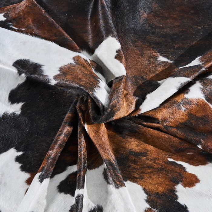 Dark Tricolor Cowhide Rug Size 7'8" L x 6'6" W 2871