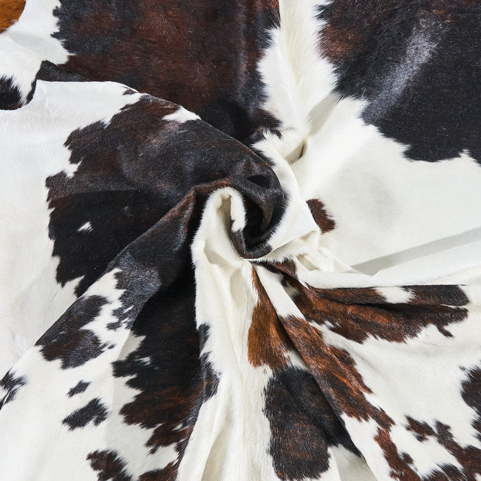 Dark Tricolor Cowhide Rug Size 7'4" L x 6'5" W 2879