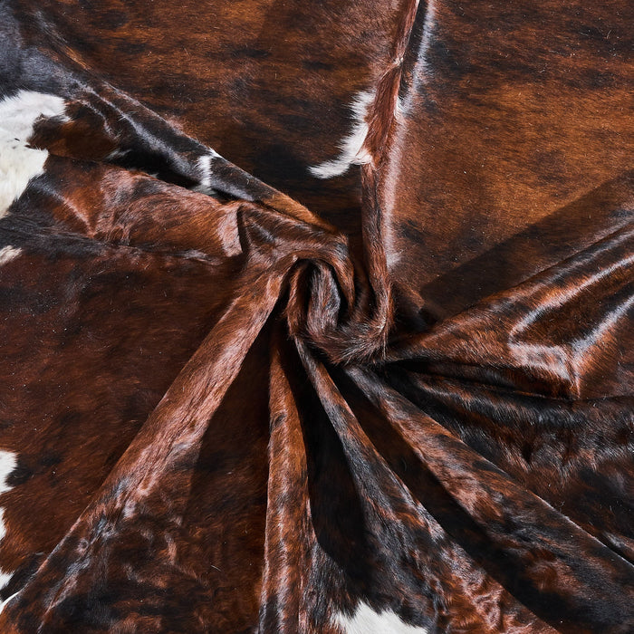 Tricolor Brindle Mix Cowhide Rug Size 7'9" L x 6'9" W 2882