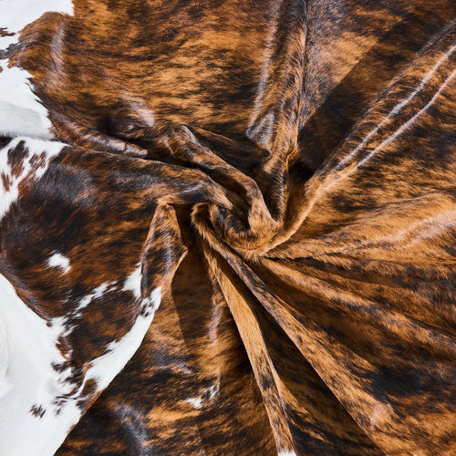 Tricolor Brindle Mix Cowhide Rug Size 8'1" L x 7'2" W 2883