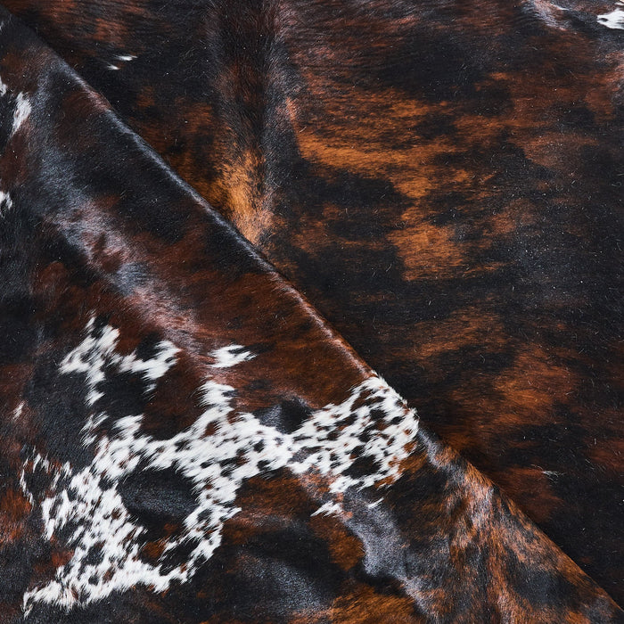 Dark Tricolor Cowhide Rug Size 7'4" L x 7'0" W 2884
