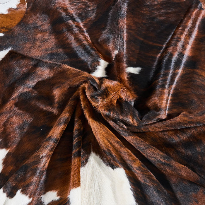 Tricolor Brindle Mix Cowhide Rug Size 7'8" L x 6'11" W 2890