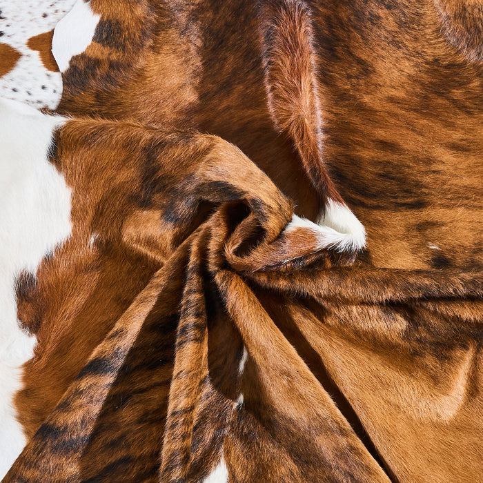 Tricolor Brindle Mix Cowhide Rug Size 7'1" L x 6'5" W 2894
